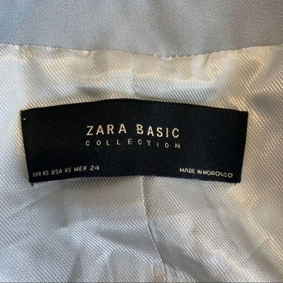 ZARA greyish pastel blue Open front blazer Sz XS NWT - Picture 8 of 12